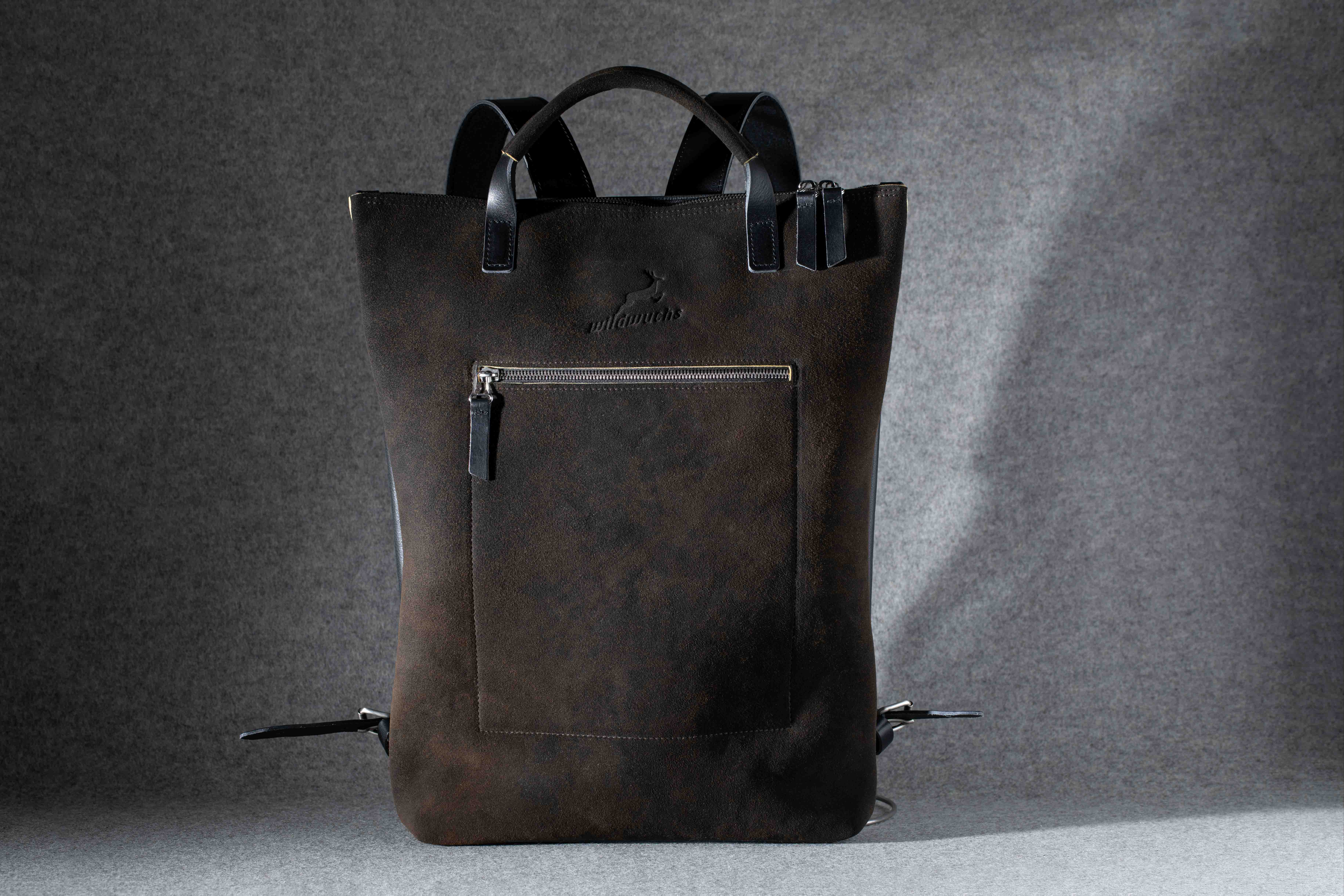 Rucksack Rom M-hirschleder-braunschwarz-h02-reißverschluss vorderseite-3-2